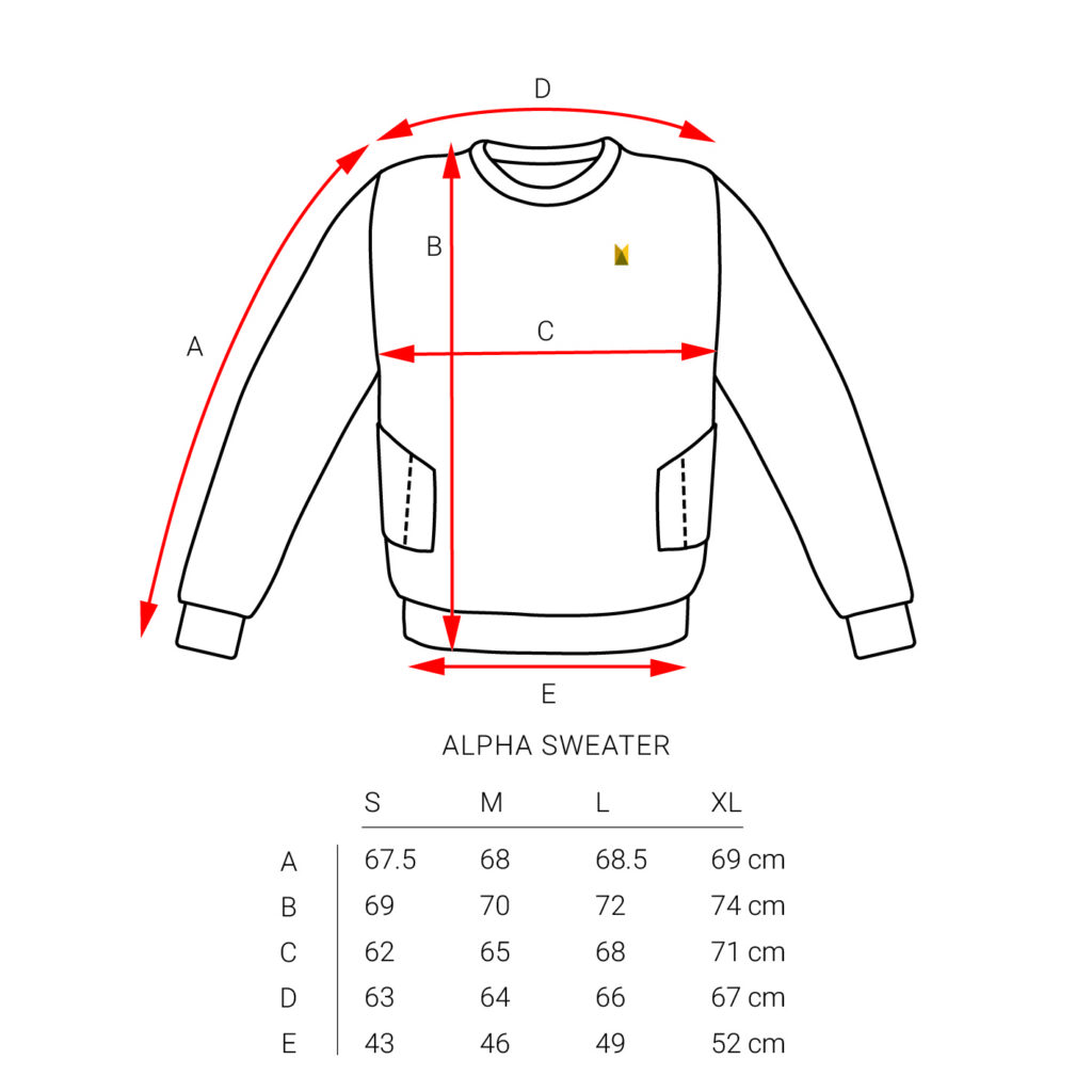 Alpha Sweater - Size Guide