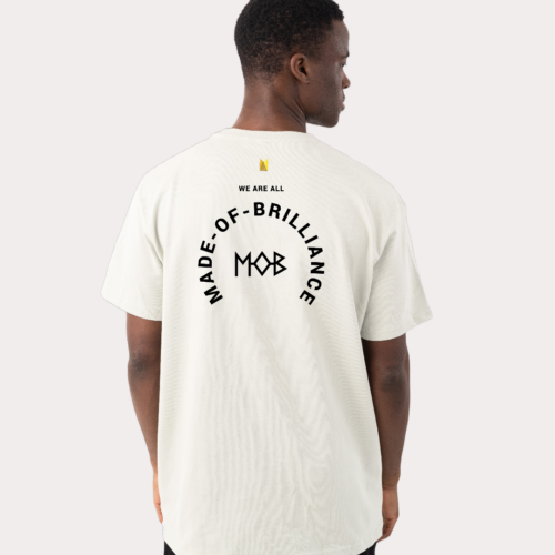 MADE OF BRILLLIANCE PRINT T-SHIRT BLANC MOB CLOTHING